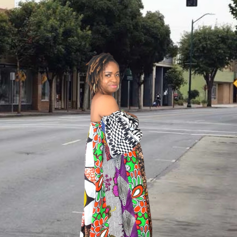 Multicolor Off-Shoulder Dress - Picture 8 of 10